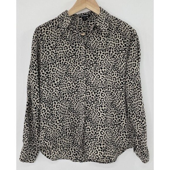 Express Women’s Button Front Cheetah Print Dolman Sleeve Blouse Size XS Boho Ofc - Picture 1 of 11